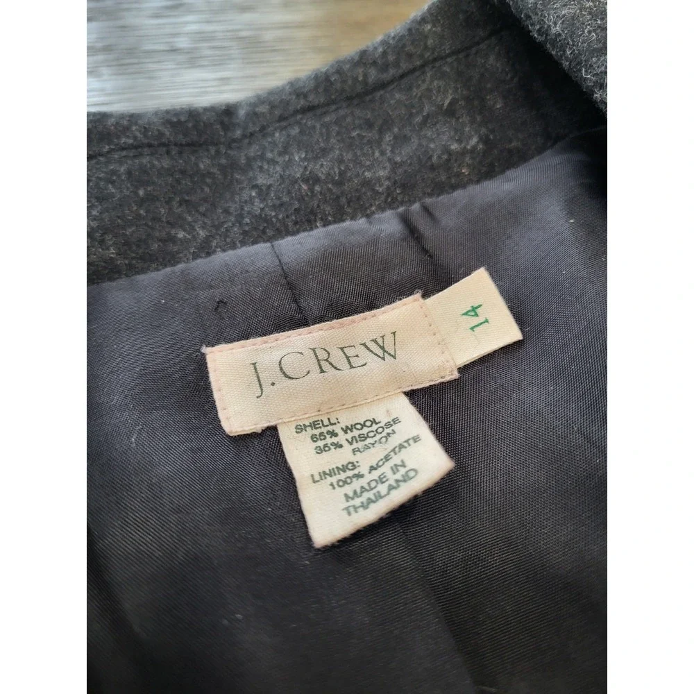VTG‎ J Crew Womens Wool Blazer Size 14 Long Sleeve Button Pockets Charcoal Gray